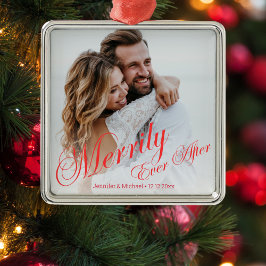 fröhlich nach frisch verheirateten Fotos Ornament Aus Metall