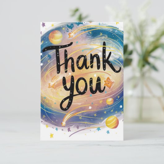 fröhlich Niedliche Meteor Celestial Dankeskarte (Stehend Vorderseite)