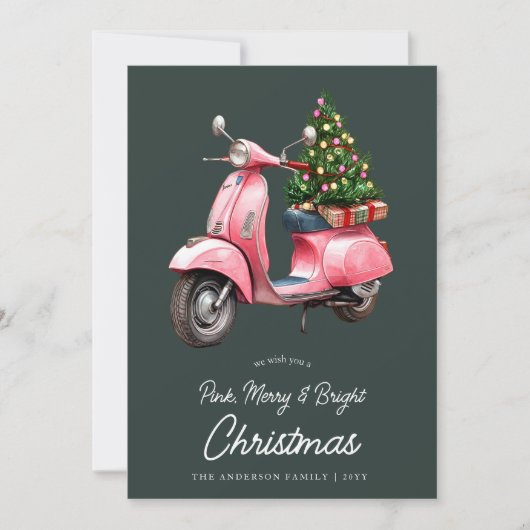 Fröhlich Pink Weihnachten Italienische Vespa Vinta (Vorderseite)