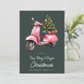 Fröhlich Pink Weihnachten Italienische Vespa Vinta (Stehend Vorderseite)