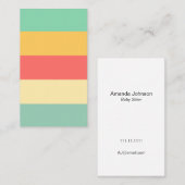 Fröhlich rosa, gelb-grüne Streifen Visitenkarte (Vorne/Hinten)