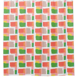 Fröhlich rosa Gelbgrün-Orangenlachs Koralle Duschvorhang