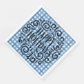 Fröhlich schottisches Muster Blau und Weiß Chic Serviette (Ecke)