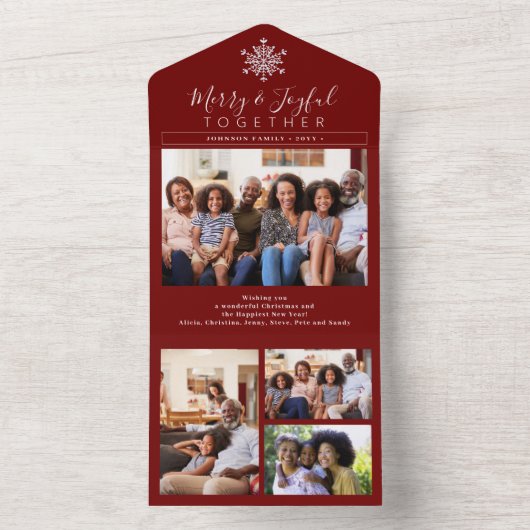 Fröhlich und fröhlich zusammen 4 Foto rustikale We All In One Einladung (Innen Boden)