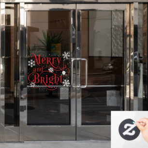 Fröhlich und hell, Elegante Weihnachtsbürotür Wi Fensteraufkleber