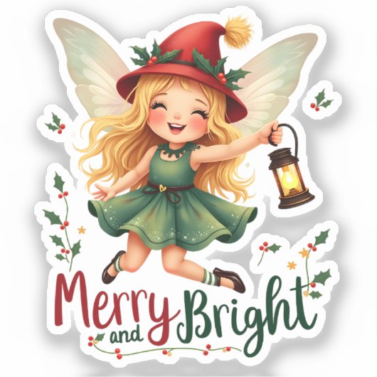 Fröhlich und hell, frohe Weihnachten Aufkleber (Vorderseite)