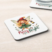 Fröhlich und hell, frohe Weihnachten Getränkeuntersetzer (Linke Seite)