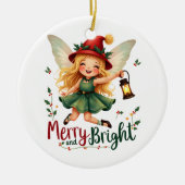 Fröhlich und hell, frohe Weihnachten Keramik Ornament (Vorne)