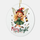 Fröhlich und hell, frohe Weihnachten Keramik Ornament (Links)