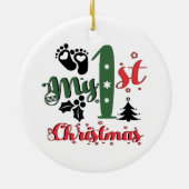 Fröhlich und hell, frohe Weihnachten Keramik Ornament (Hinten)