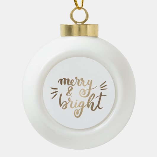 Fröhlich und hell - Gold Keramik Kugel-Ornament (Vorderseite)