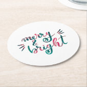 Fröhlich und hell - grün und rosa runder pappuntersetzer (Angewinkelt)