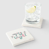 Fröhlich und hell - grün und rosa steinuntersetzer (Seitenansicht)