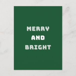 Fröhlich und hell, grüne Weihnachtskunst, Urlaub Feiertagspostkarte
