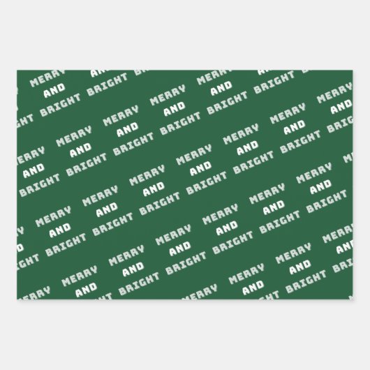 Fröhlich und hell, grüne Weihnachtskunst, Urlaub Geschenkpapier Set (Vorderseite)
