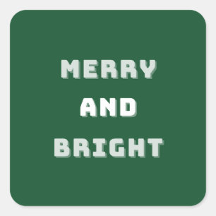 Fröhlich und hell, grüne Weihnachtskunst, Urlaub Quadratischer Aufkleber