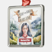 Fröhlich und hell in seiner Liebe Ornament Aus Metall (Links)