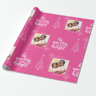 Fröhlich und hell mit einem Foto rosa Weihnachten Geschenkpapier