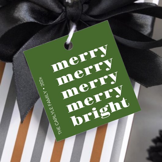 Fröhlich und hell Moderne Minimal Grün Weihnachten Geschenkanhänger