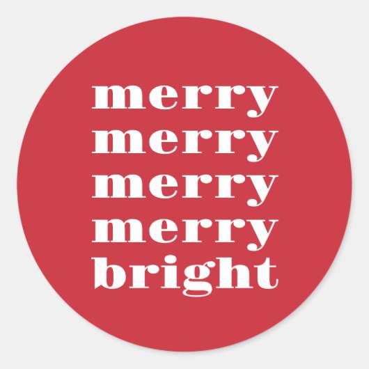 Fröhlich und hell Moderne Minimal Rote Weihnachten Runder Aufkleber (Vorderseite)