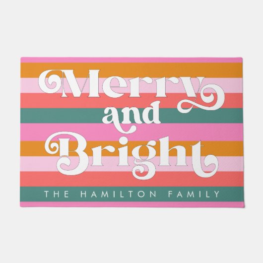 Fröhlich und hell Moderne Stripe Weihnachten Custo Fußmatte (Vorderseite)