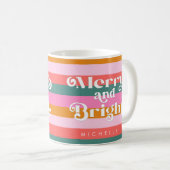 Fröhlich und hell Moderne Stripe Weihnachten Custo Kaffeetasse (VorderseiteRechts)
