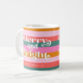 Fröhlich und hell Moderne Stripe Weihnachten Custo Kaffeetasse (Vorderseite Links)