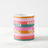 Fröhlich und hell Moderne Stripe Weihnachten Custo Kaffeetasse (Mittel)