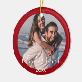 fröhlich und hell | Moderne Typografie Rote Weihna Keramik Ornament