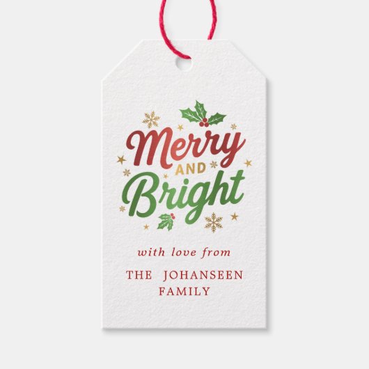 Fröhlich und hell Moderne Weihnachten Red Holly Be Geschenkanhänger (Vorderseite)