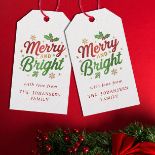Fröhlich und hell Moderne Weihnachten Red Holly Be Geschenkanhänger