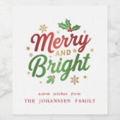 Fröhlich und hell Moderne Weihnachten Trendy Festi Weinetikett (Einzelnes Label)