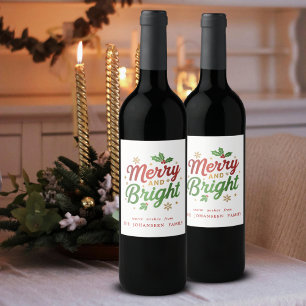Fröhlich und hell Moderne Weihnachten Trendy Festi Weinetikett