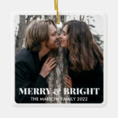 Fröhlich und hell Modernes Weihnachtskuppel Foto Keramikornament (Vorderseite)