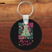 Fröhlich und hell rosa Boho Blumenweihnachtsfest f Schlüsselanhänger (Vorderseite)