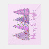 Fröhlich und hell rosa und Lila Weihnachtsbäume Fleecedecke (Vorderseite)