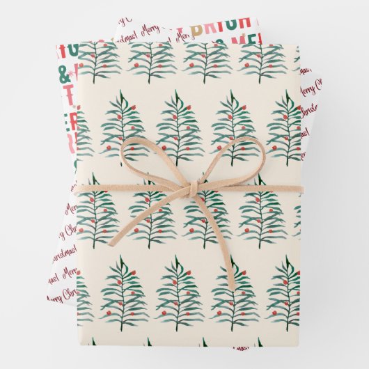 Fröhlich und hell, Weihnachtsbaum, Weihnachten Geschenkpapier Set (Beispiel)