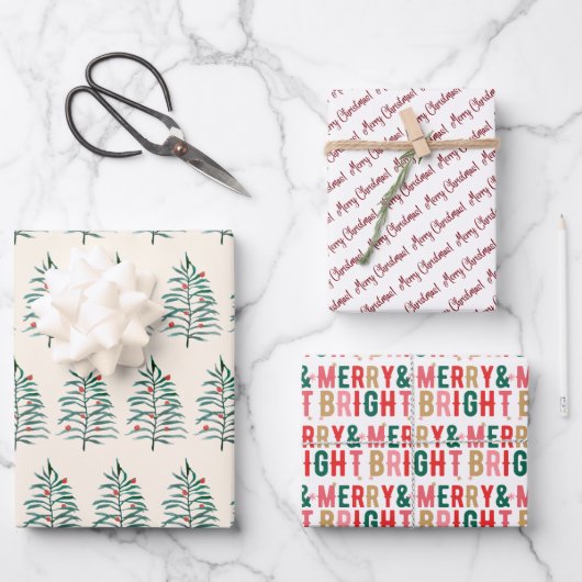 Fröhlich und hell, Weihnachtsbaum, Weihnachten Geschenkpapier Set (Vorderseite)