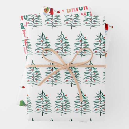 Fröhlich und hell, Weihnachtsbaum, Weihnachtswrapp Geschenkpapier Set (Beispiel)