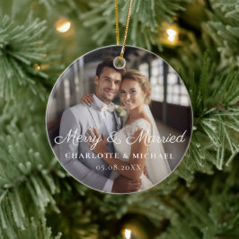 Fröhlich und Verheiratet! Elegant, simpel, Foto Keramik Ornament