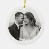 Fröhlich und Verheiratet - zweiseitiges HochzeitsF Keramik Ornament (Vorne)