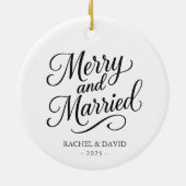 Fröhlich und Verheiratet - zweiseitiges HochzeitsF Keramik Ornament (Hinten)