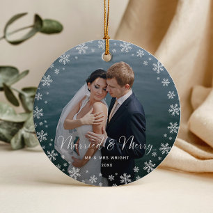Fröhlich & Verheiratet Elegante Schrift Hochzeitsf Ornament