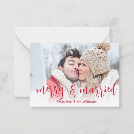 fröhlich&verheiratet, frisch verheiratet Foto Urla Mitteilungskarte (Vorderseite)