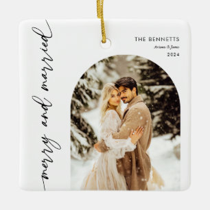 Fröhlich & Verheiratet Hochzeitsfoto Neuvermählte Keramikornament