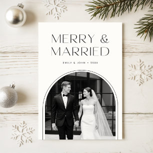 Fröhlich verheiratet Schwarz-Weiß-Foto Weihnachten