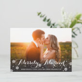 Fröhlich verheiratetes Schneeflocke-Feiertags-Foto Feiertagskarte (Stehend Vorderseite)