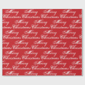 Fröhlich Weihnachts Rot-weiße Kalligrafie elegant  Geschenkpapier (Flach)