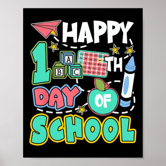 Fröhliche 100 Schultage Apfel Lehrer Schüler Spaß Poster (Vorne)