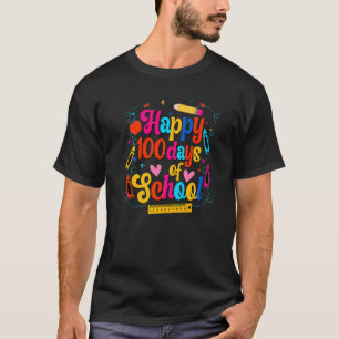 Fröhliche 100 Schultage Bleistift Lehrer Schüler F T-Shirt